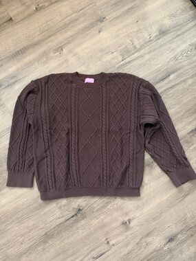 100% cotton Cable Knit Sweater in Deep Brown
